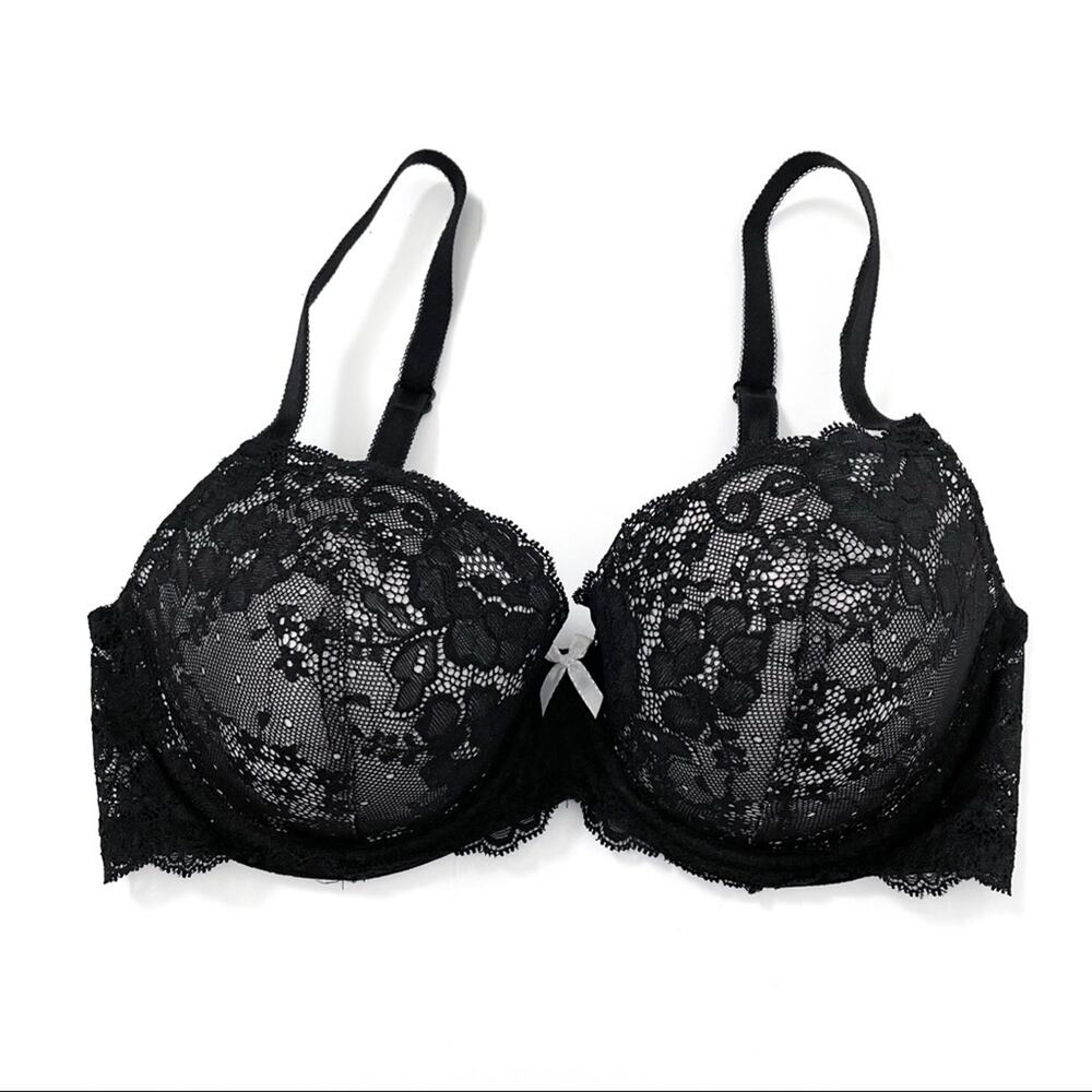 Victoria’s Secret Black Lace Bra Dream Angels Lined Demi 34D